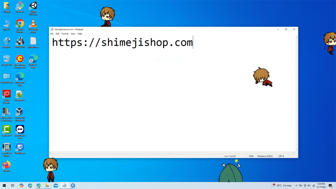 Ace Shimeji on Desktop