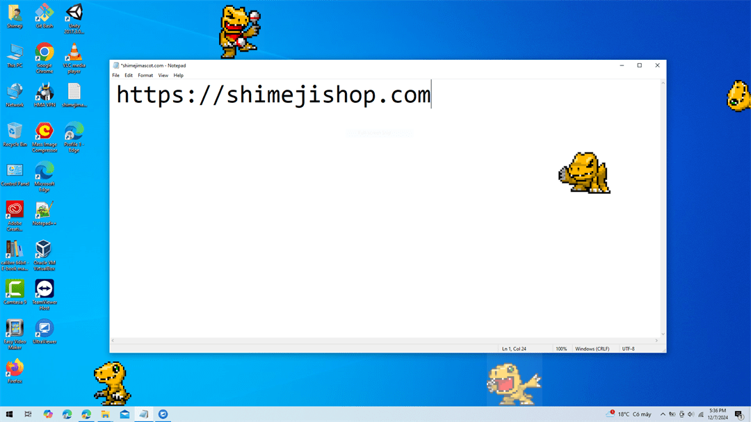Agumon Shimeji on Desktop