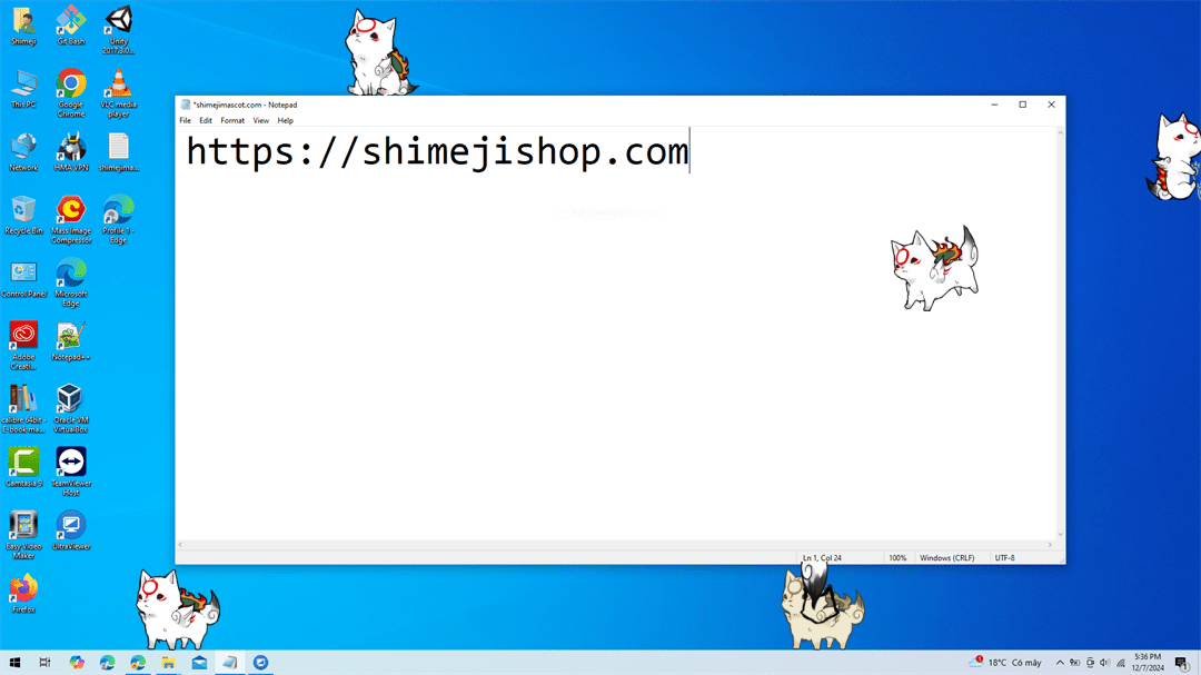 Amaterasu Shimeji on Desktop