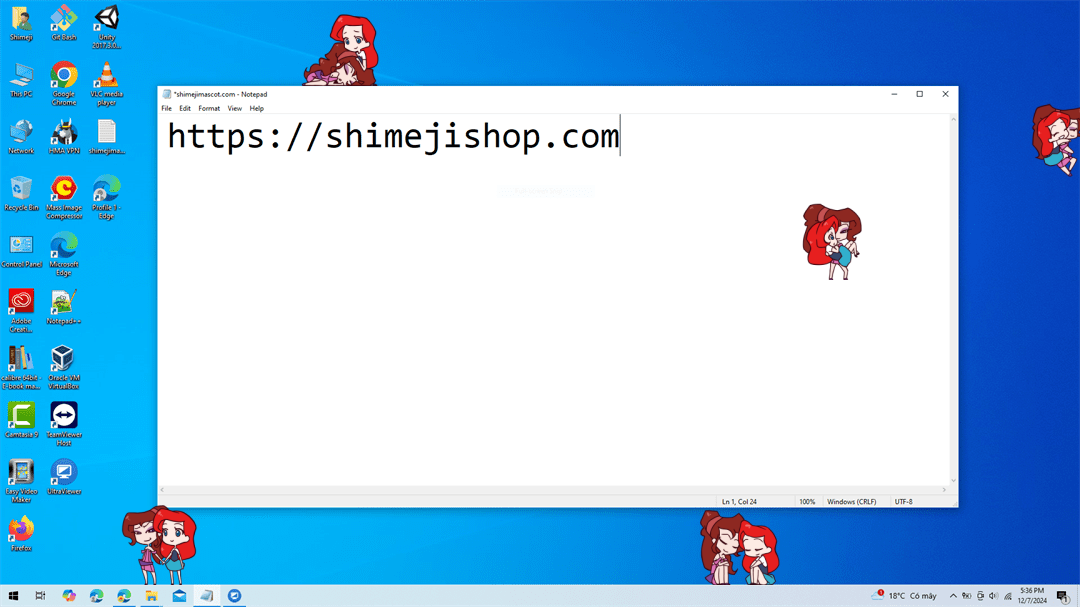 Ariel and Meg Shimeji on Desktop