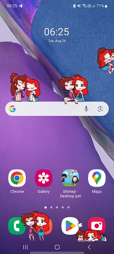 Ariel and Meg Shimeji on Mobile