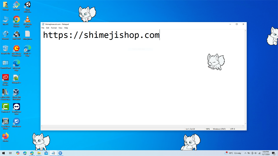 Artic Fox Shimeji on Desktop