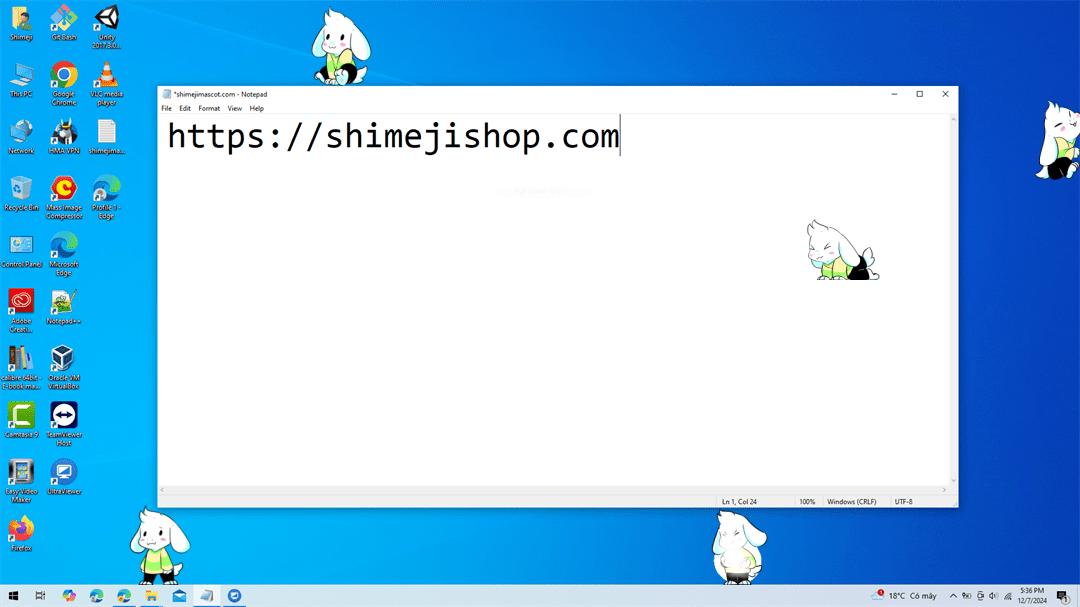 Asriel Shimeji on Desktop