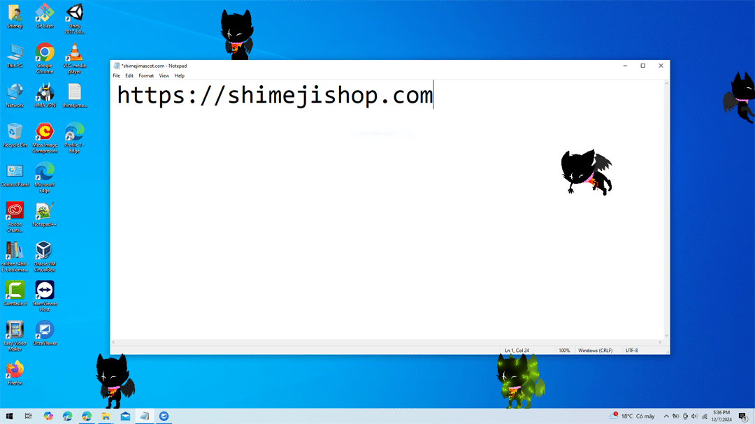 Bec Noir Shimeji on Desktop