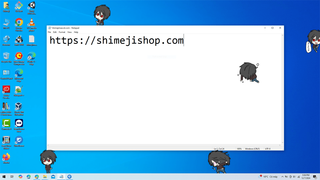 Beyond Birthday Shimeji on Desktop