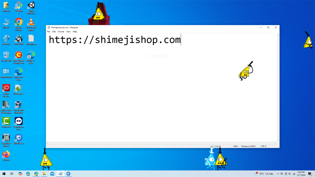 Bill Cipher Shimeji on Desktop