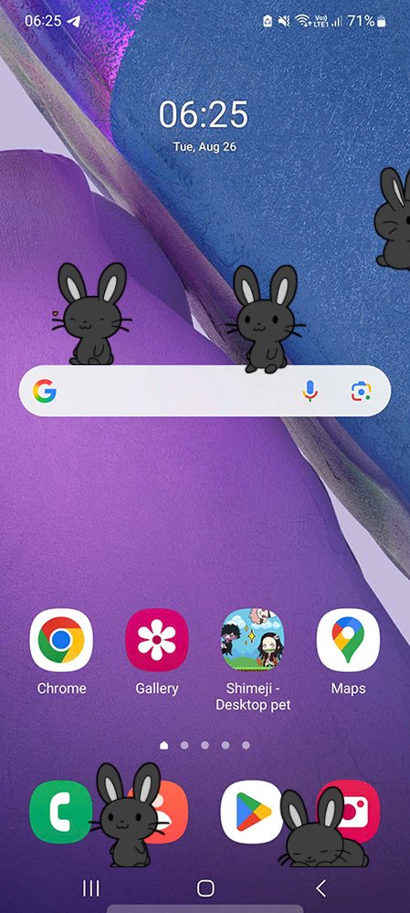 Black Bunny Shimeji on Mobile