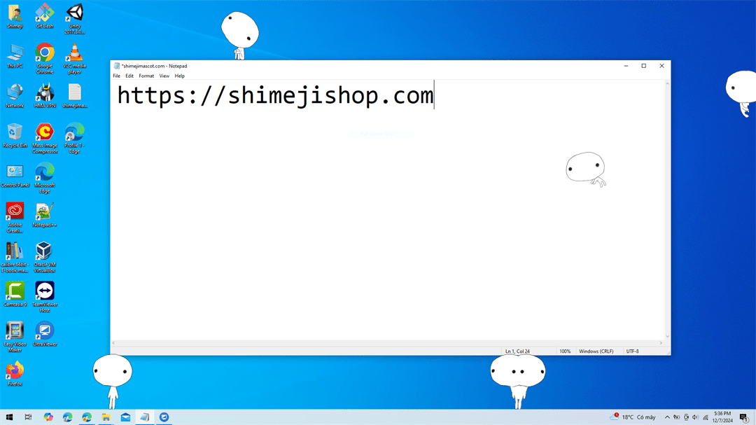 Blank Guy Shimeji on Desktop