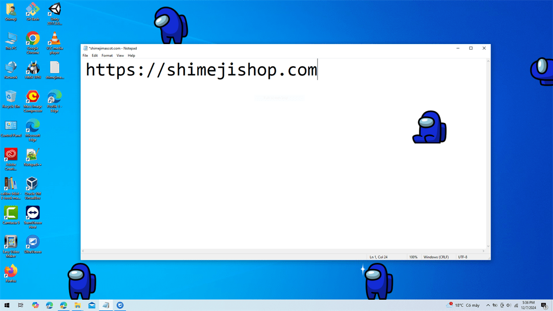 Blue Shimeji on Desktop