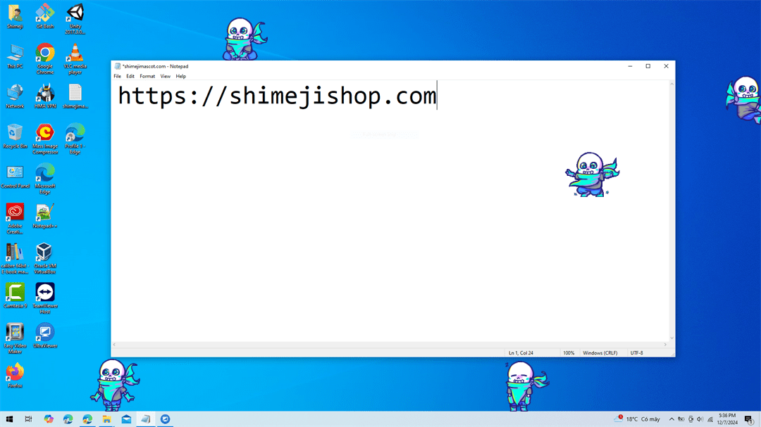 Blueberry Shimeji on Desktop
