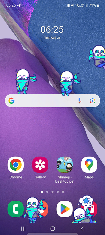 Blueberry Shimeji on Mobile