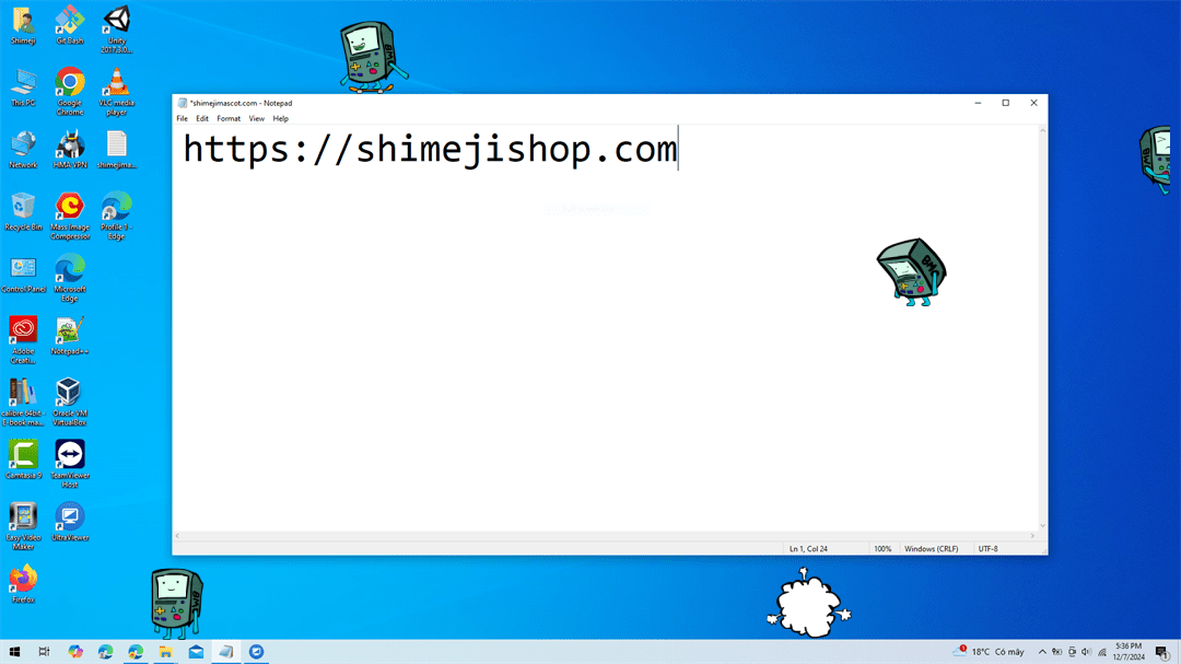 BMO Shimeji on Desktop
