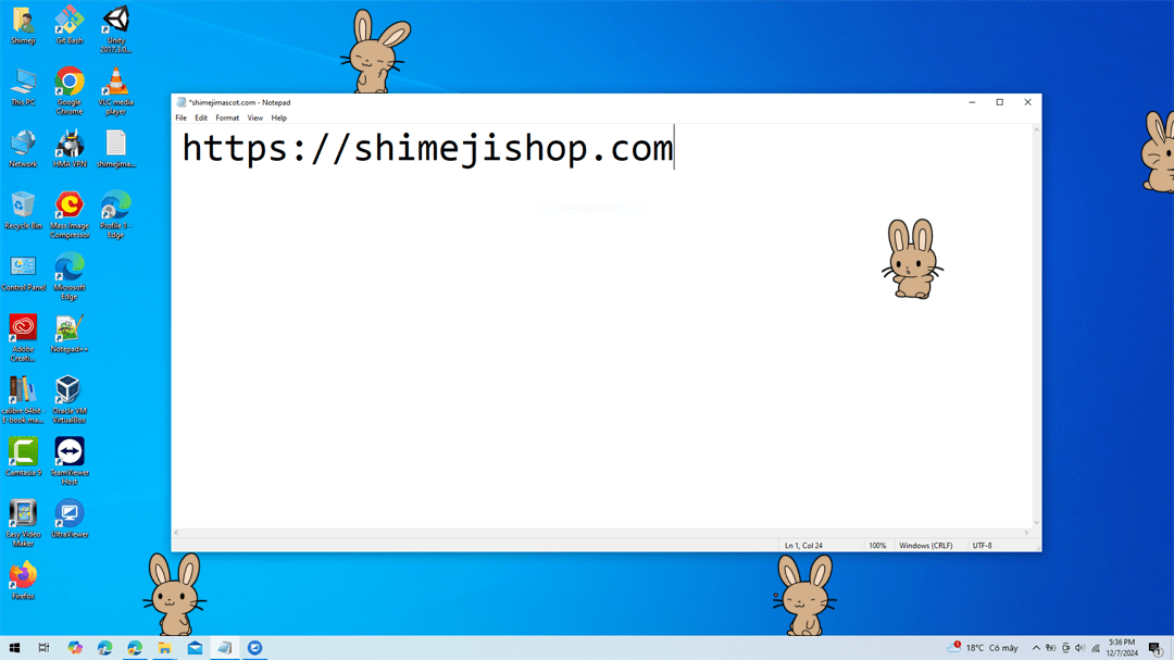 Brown Bunny Shimeji on Desktop