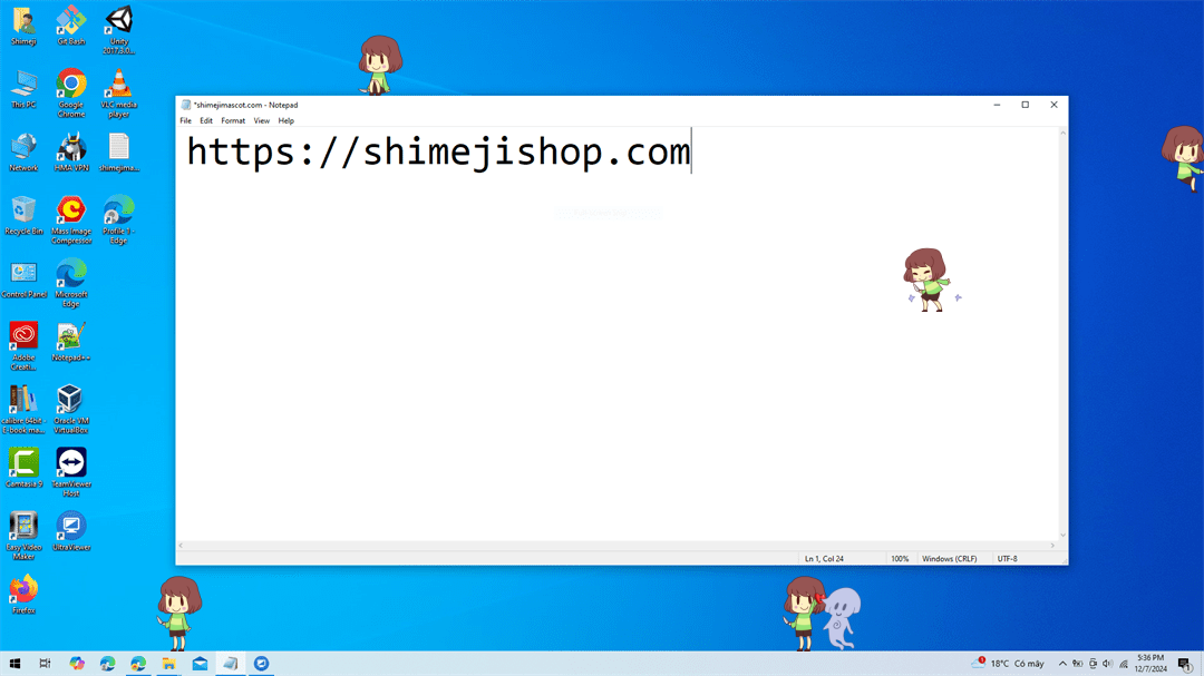 Chara Shimeji on Desktop