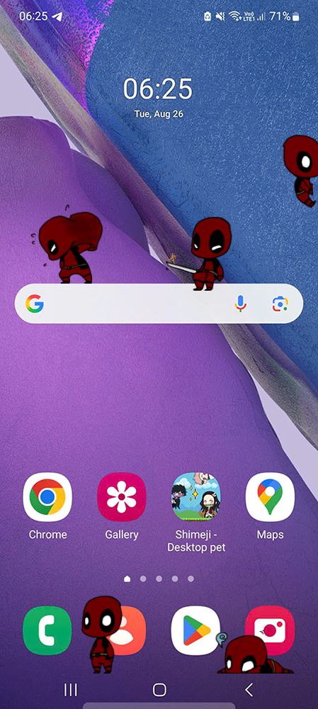 Deadpool Shimeji on Mobile