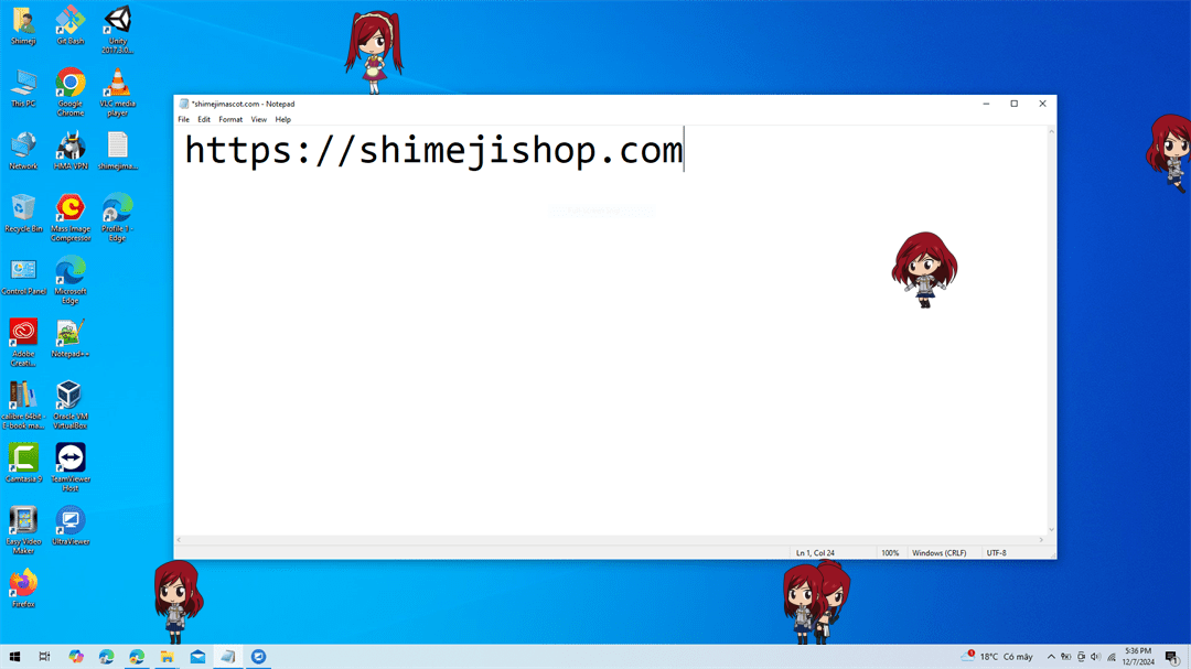 Erza Scarlet Shimeji on Desktop