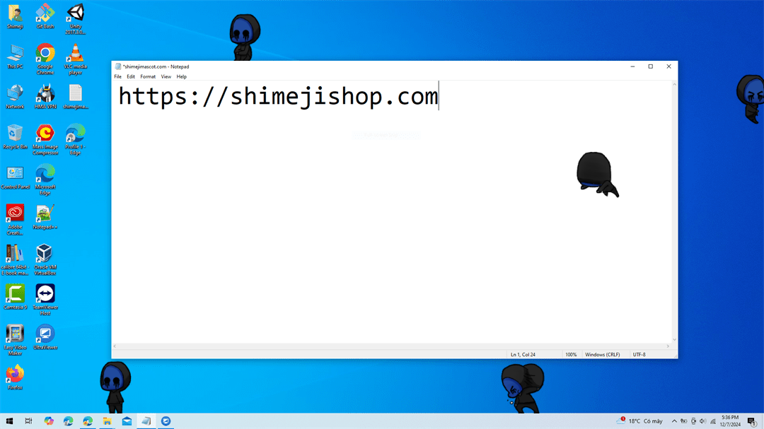 Eyeless Jack Shimeji on Desktop