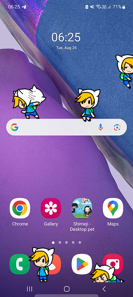 Finn Shimeji on Mobile
