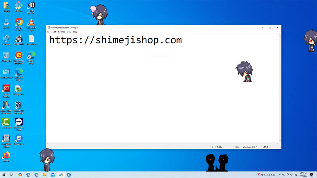 Freed Shimeji on Desktop