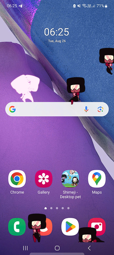 Garnet Shimeji on Mobile