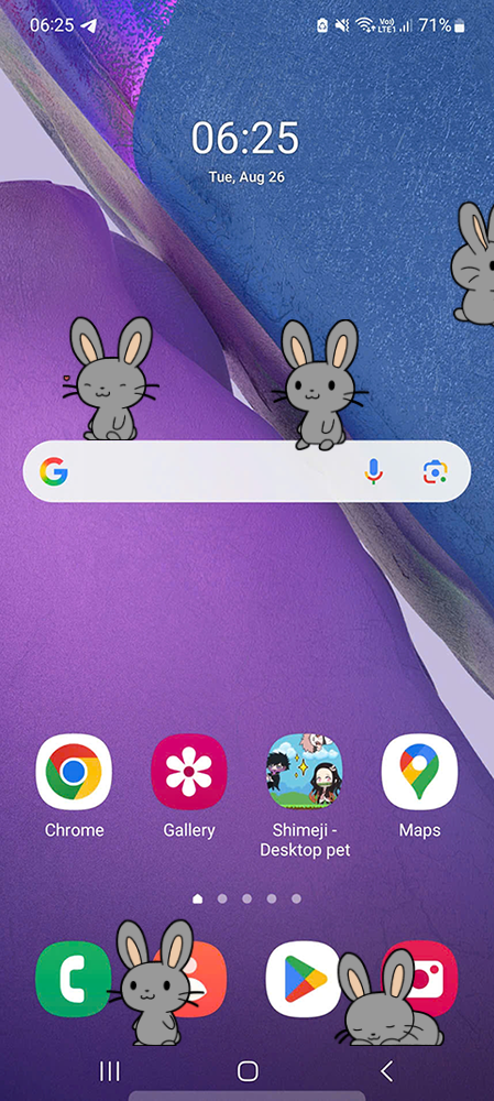 Grey Bunny Shimeji on Mobile