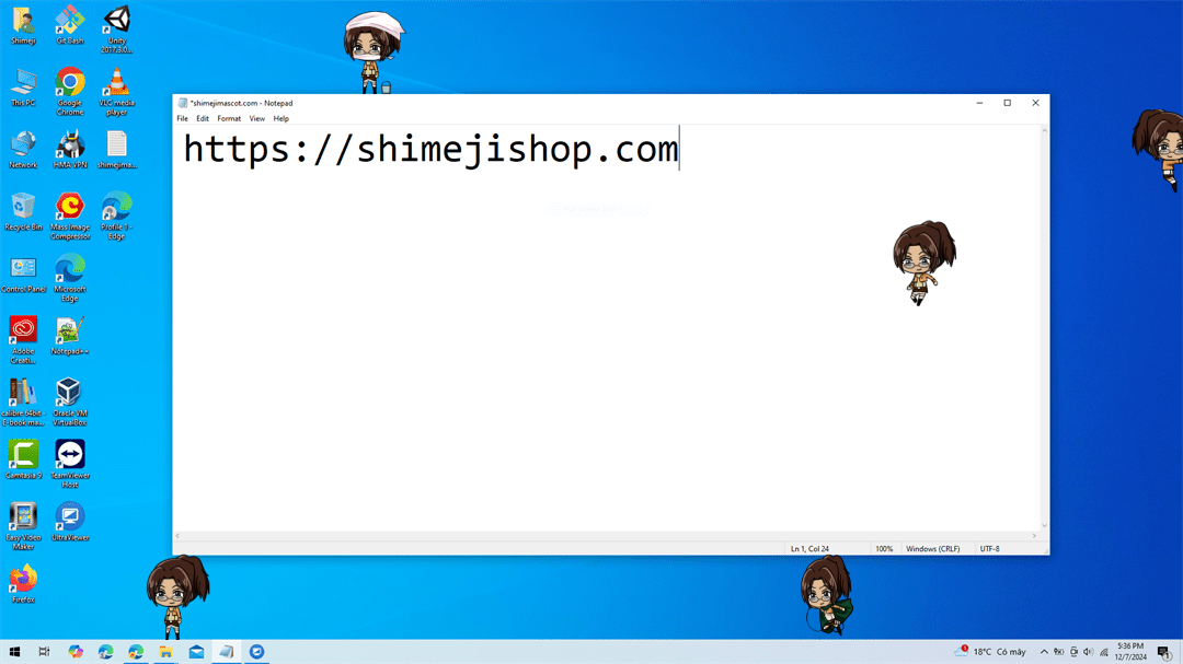 Hanji Zoe Shimeji on Desktop