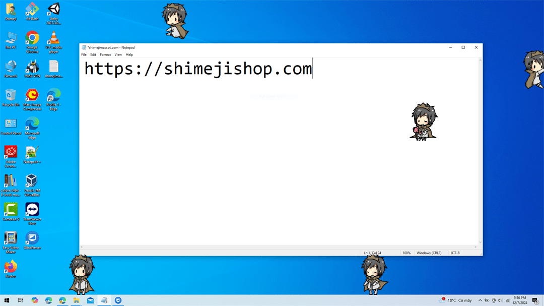 Hibiya Orihara Shimeji on Desktop