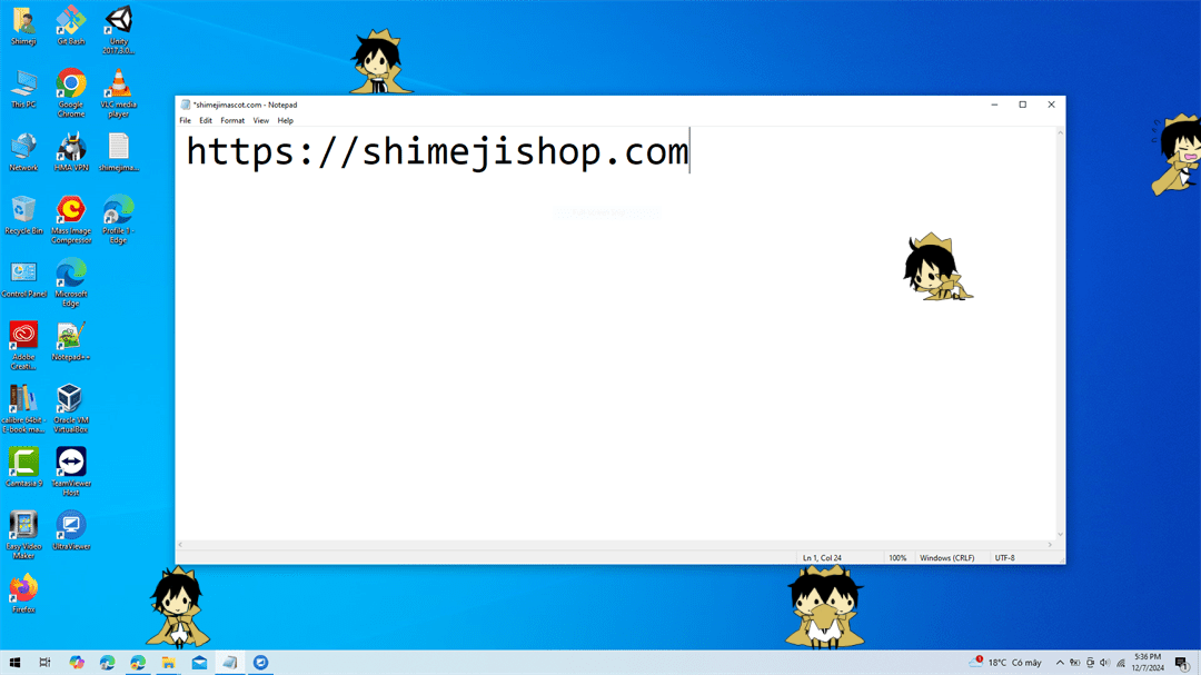 Hibiya Orihara Shimeji on Desktop