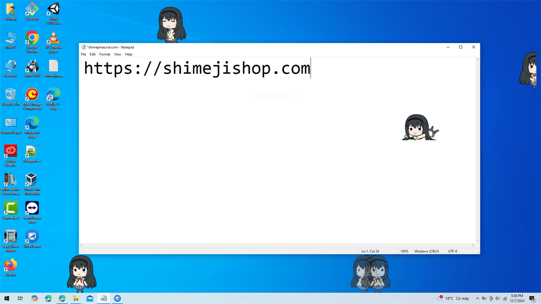 Homura Shimeji on Desktop
