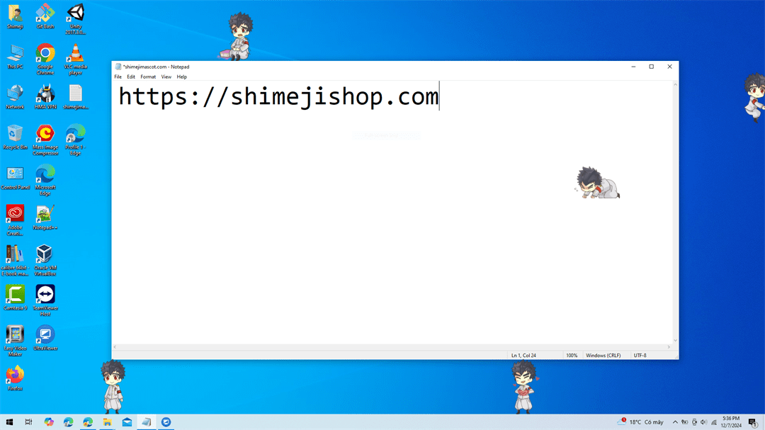 Ishimaru Shimeji on Desktop