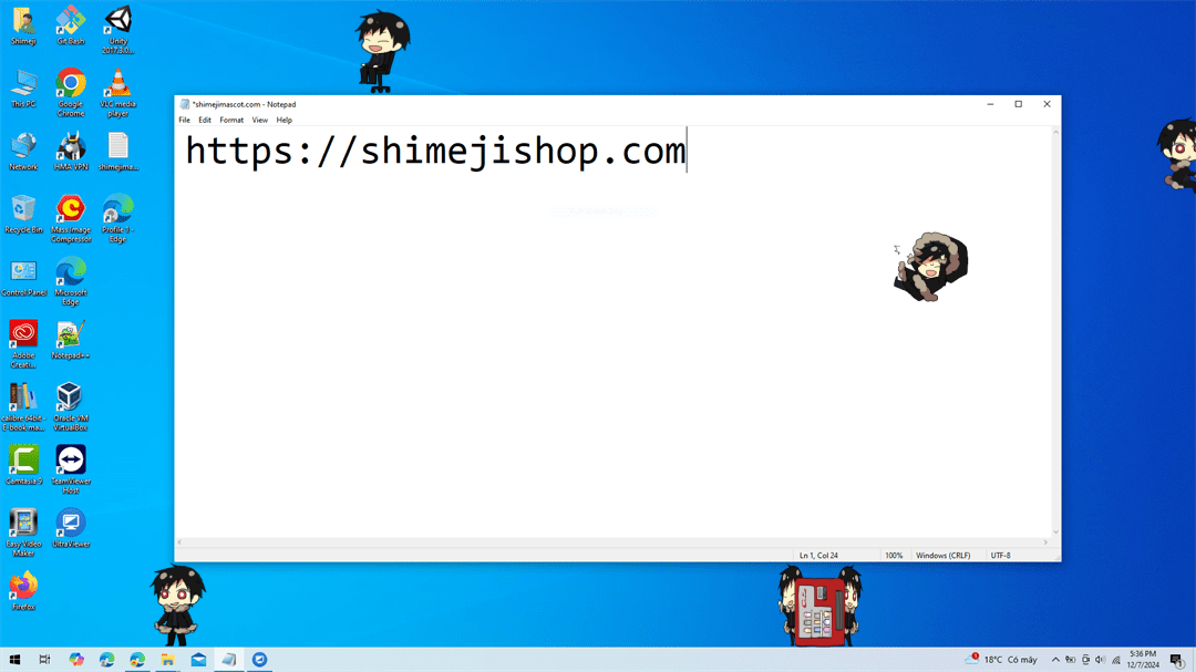 Izaya Orihara Shimeji on Desktop