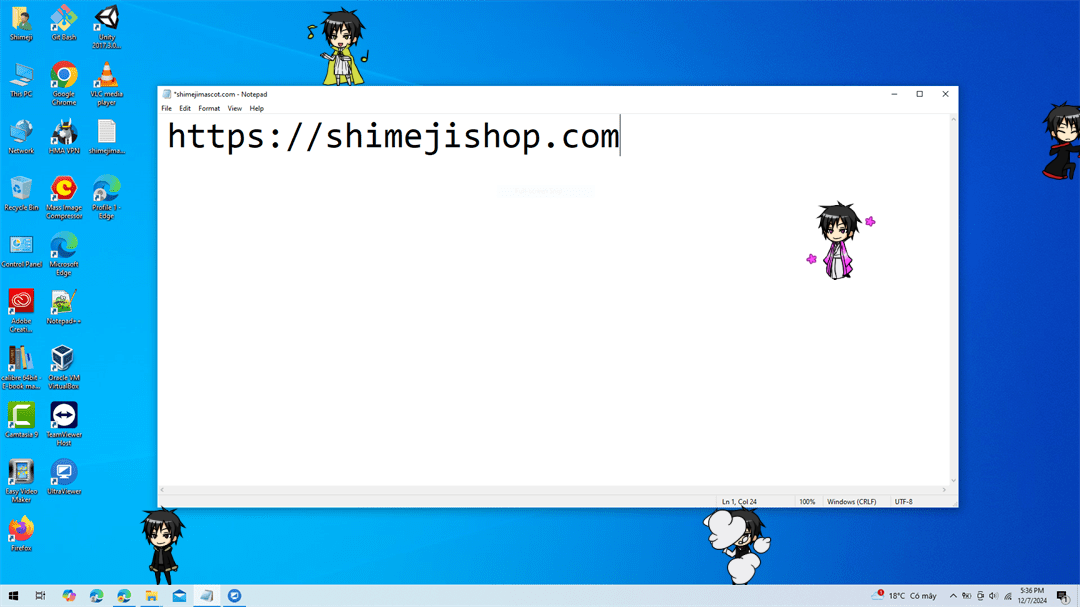 Izaya Orihara Shimeji on Desktop