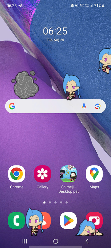 Jinx Shimeji on Mobile