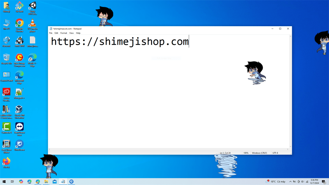 John Egbert Shimeji on Desktop
