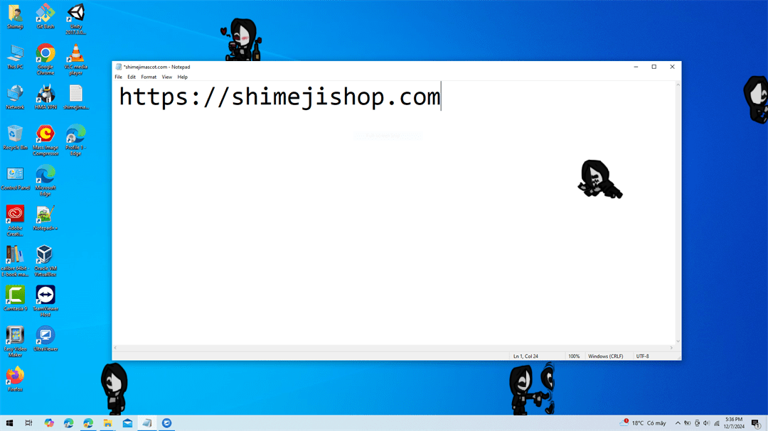 Kagekao Shimeji on Desktop