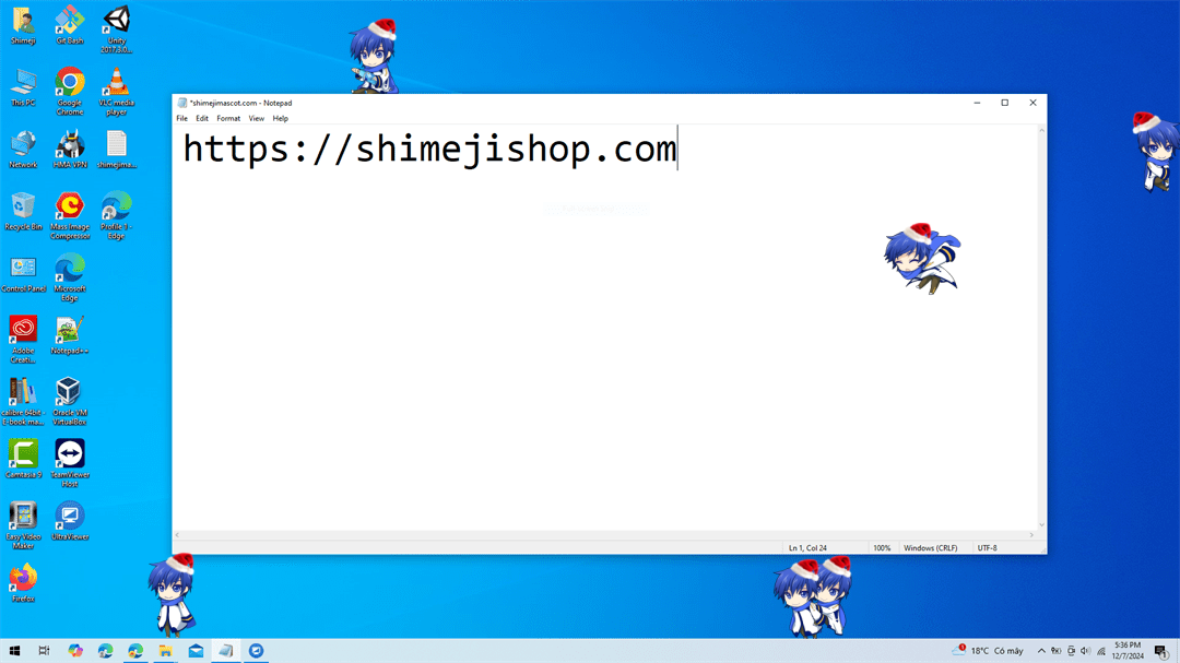 Kaito (Santa) Shimeji on Desktop