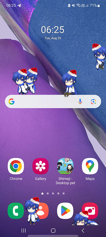 Kaito (Santa) Shimeji on Mobile