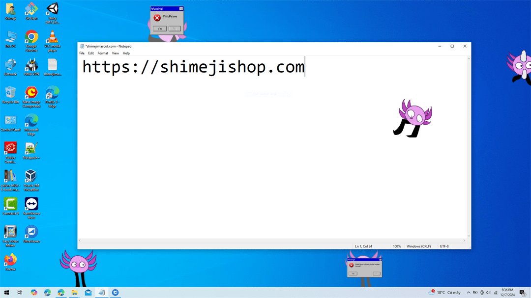 Kinito Shimeji on Desktop
