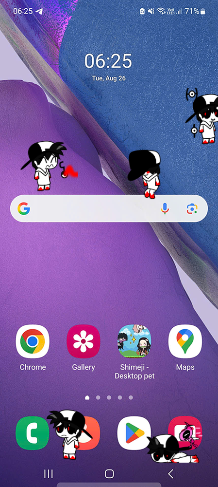 Lost Silver Shimeji on Mobile