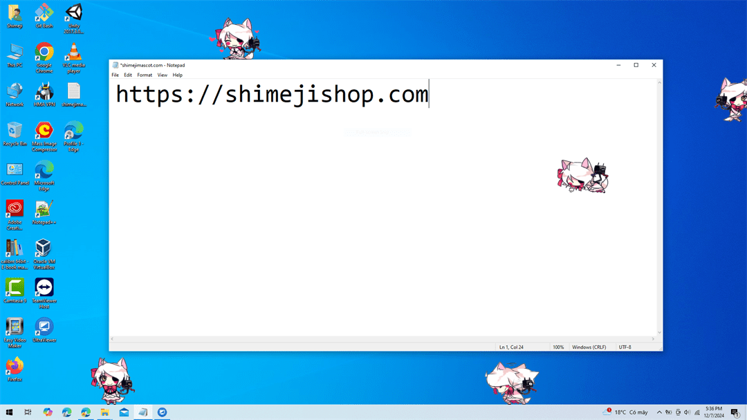 Mangle Shimeji on Desktop