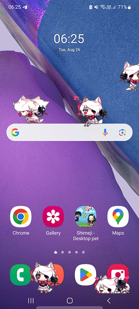 Mangle Shimeji on Mobile