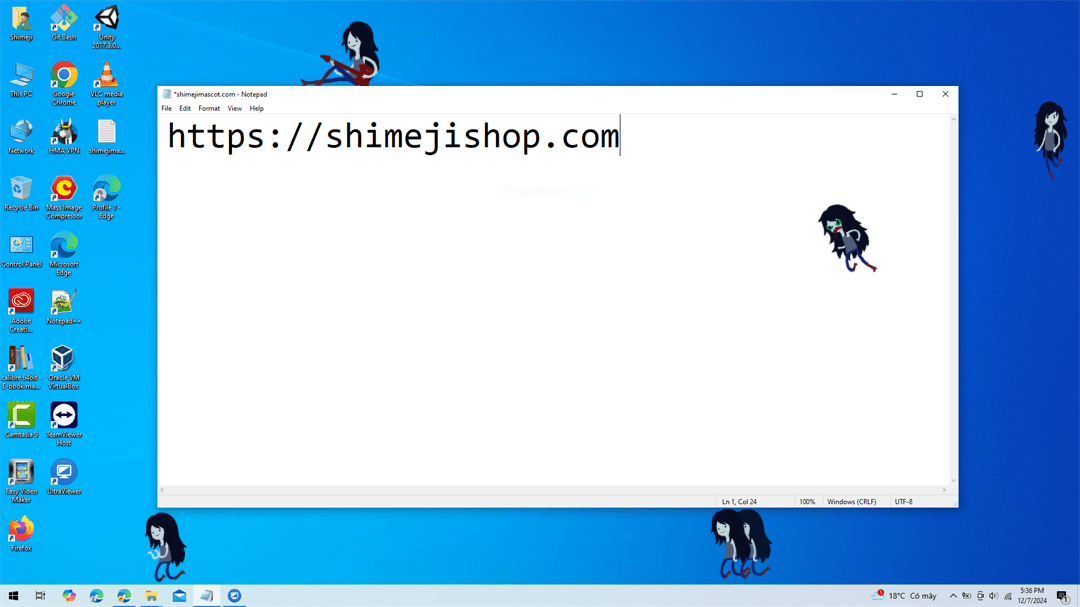 Marceline Shimeji on Desktop