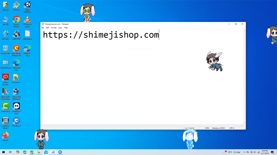 Mikado Ryuugamine Shimeji on Desktop