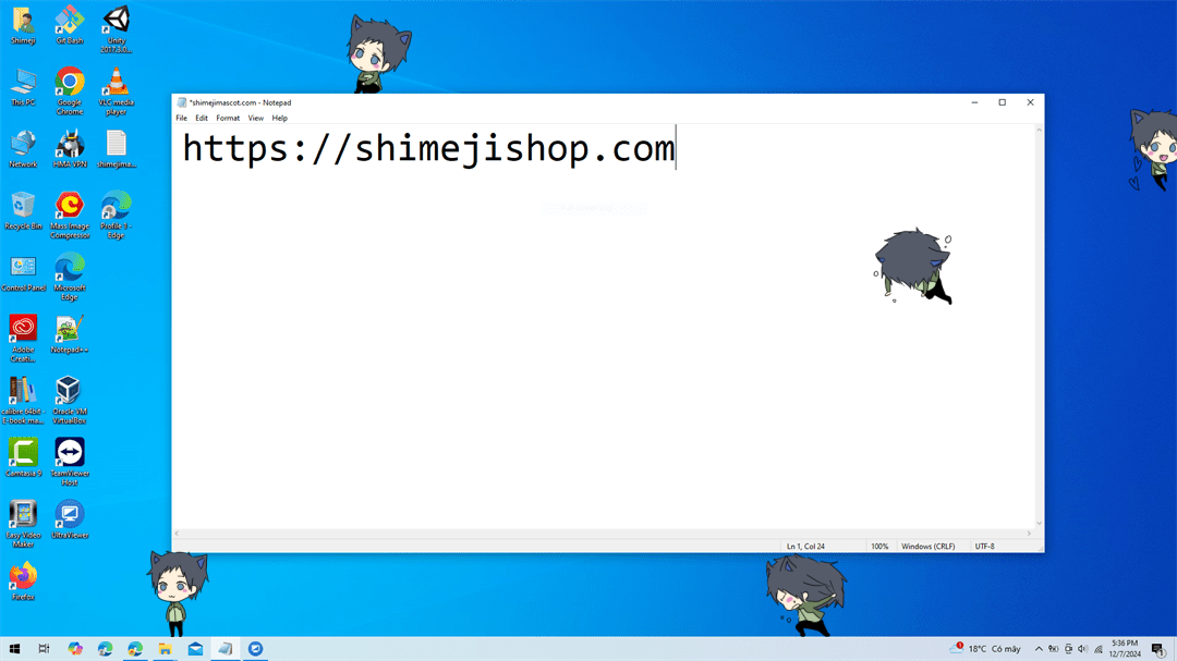 Mikado Ryuugamine Shimeji on Desktop