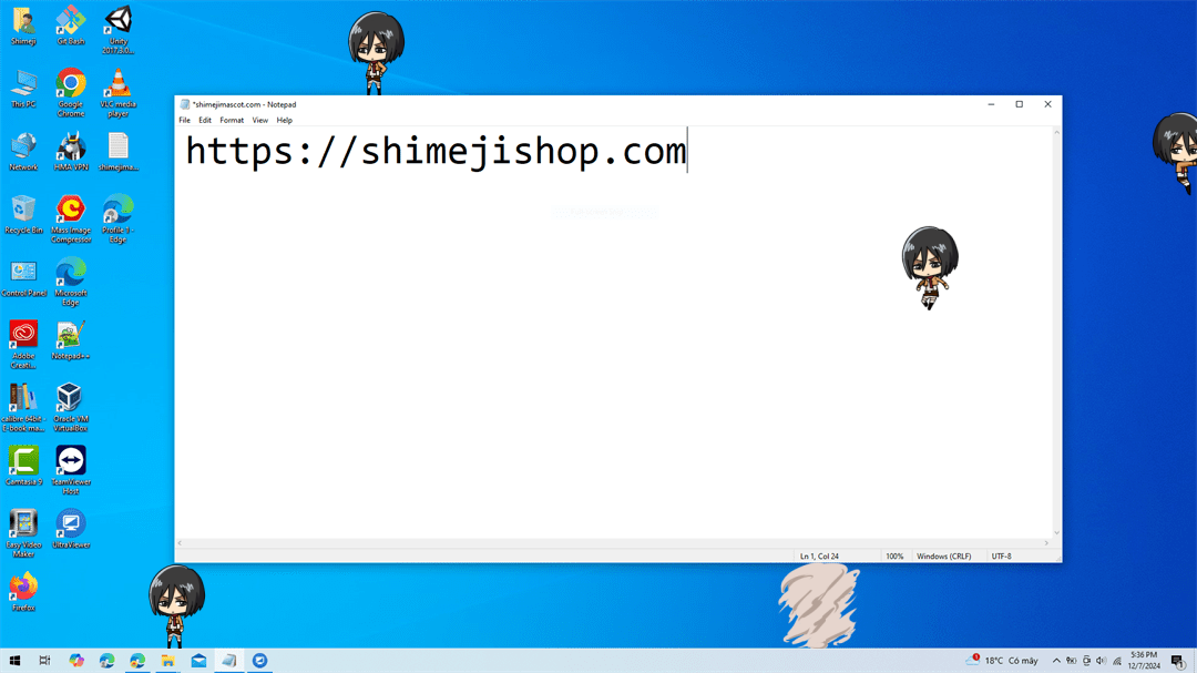 Mikasa Ackerman Shimeji on Desktop