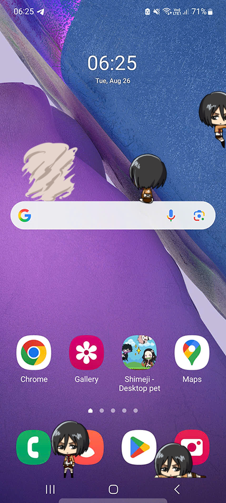 Mikasa Ackerman Shimeji on Mobile
