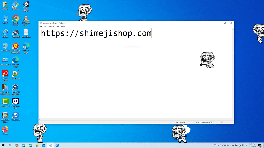 Mr. Trollface Shimeji on Desktop