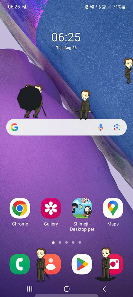 Mycroft Shimeji on Mobile