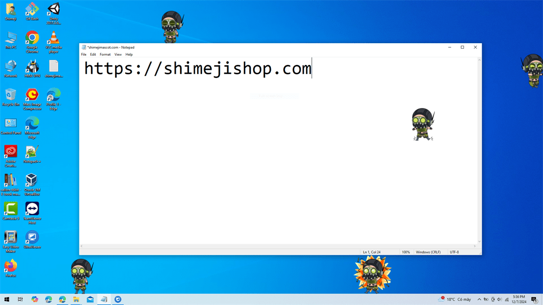 Octane Shimeji on Desktop