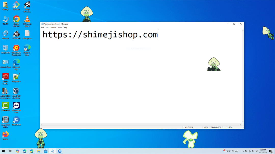 Peridot Shimeji on Desktop